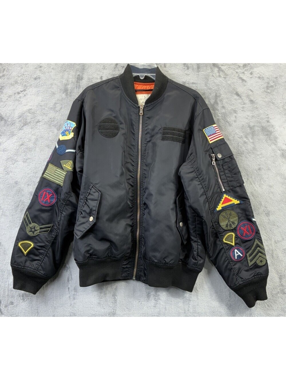 Smoke Rise Military Pilot Bomber Patched Jacket Size Large Americana Flight